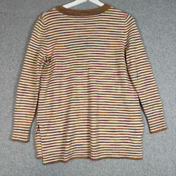 Anthropologie Womens Size XS Serena Striped V Neck Sweater Brown Tan Multicolor - Picture 2 of 7